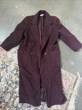 Vintage 90’s Wool Coat 90’s Coat Winter Coat Long Coat Vintage Overcoat plum
